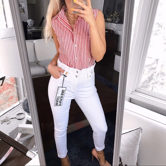 ♦️L.O.G.G RED WHITE STRIPE OPEN SHOULDER TOP! - Picture 11 of 12